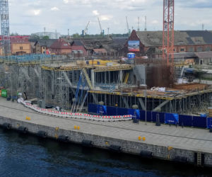 Budowa Morskiego Centrum Nauki w Szczecinie - kwiecień 2020