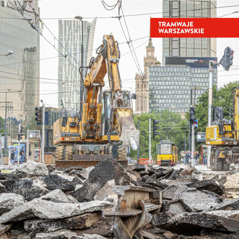 Tramwajowy remont pl. Zawiszy w Warszawie