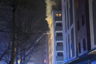 Pożar mieszkania przy ul. Grzegórzeckiej w Krakowie