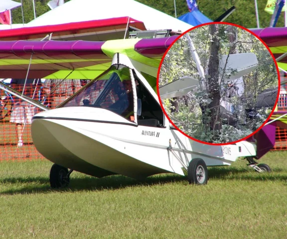 Samolot rozbił się w lesie. Pilot cudem uniknął śmierci