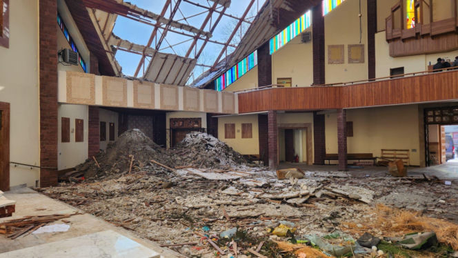 Spalony kościół w Lublinie