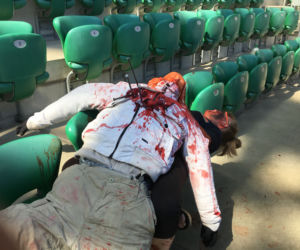 Ćwiczenia służb na wrocławskim stadionie