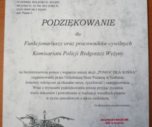 Policjanci z bydgoskich Wyżyn  wraz z OSP w Szubinie zorganizowali zbiórkę pieniędzy dla Sośna [ZDJĘCIA]