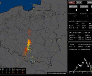 BURZE, TORNADA, GRAD 19.07.2012: NA ŻYWO - gdzie jest burza - MAPY, pogoda na 19.07.2012