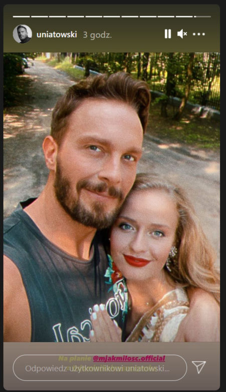 M jak miłość po wakacjach 2021. Leszek Krajewski (Sławek Uniatowski), nowa kochanka (Dominika Kryszczyńska)