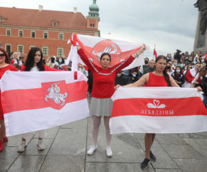 Manifestacja poparcia dla Białorusinów w Warszawie