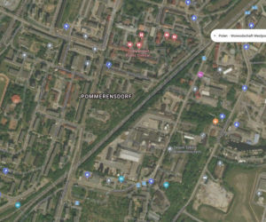 Niemieckie nazwy ulic w Szczecinie na mapach Bing