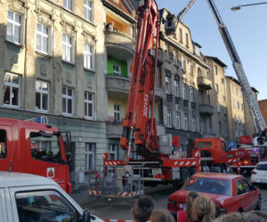 Pożar w kamienicy przy ulicy Kościuszki w Grudziądzu. Paliło się poddasze budynku