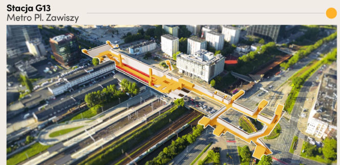 Wizualizacja planowanej stacji metra M4 Plac Zawiszy