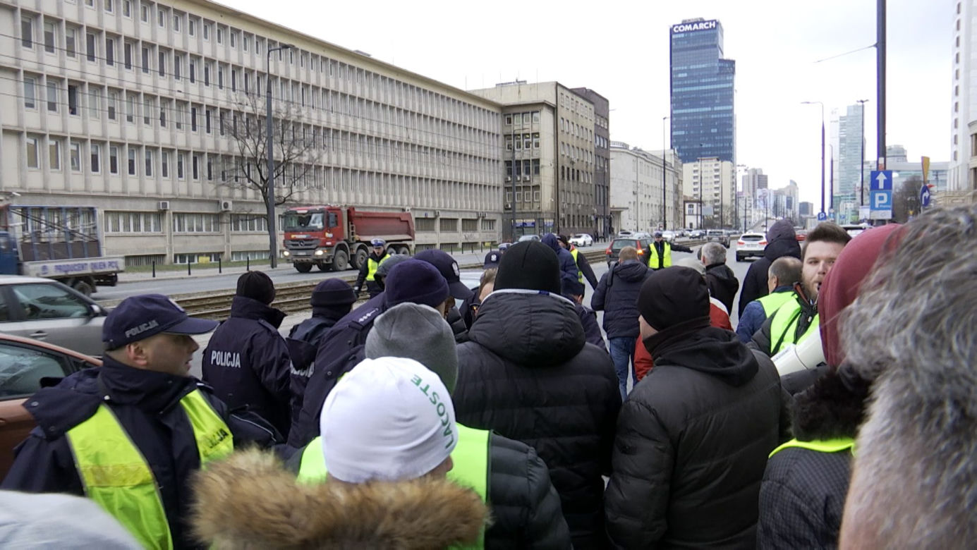 Protest taksówkarzy w Warszawie