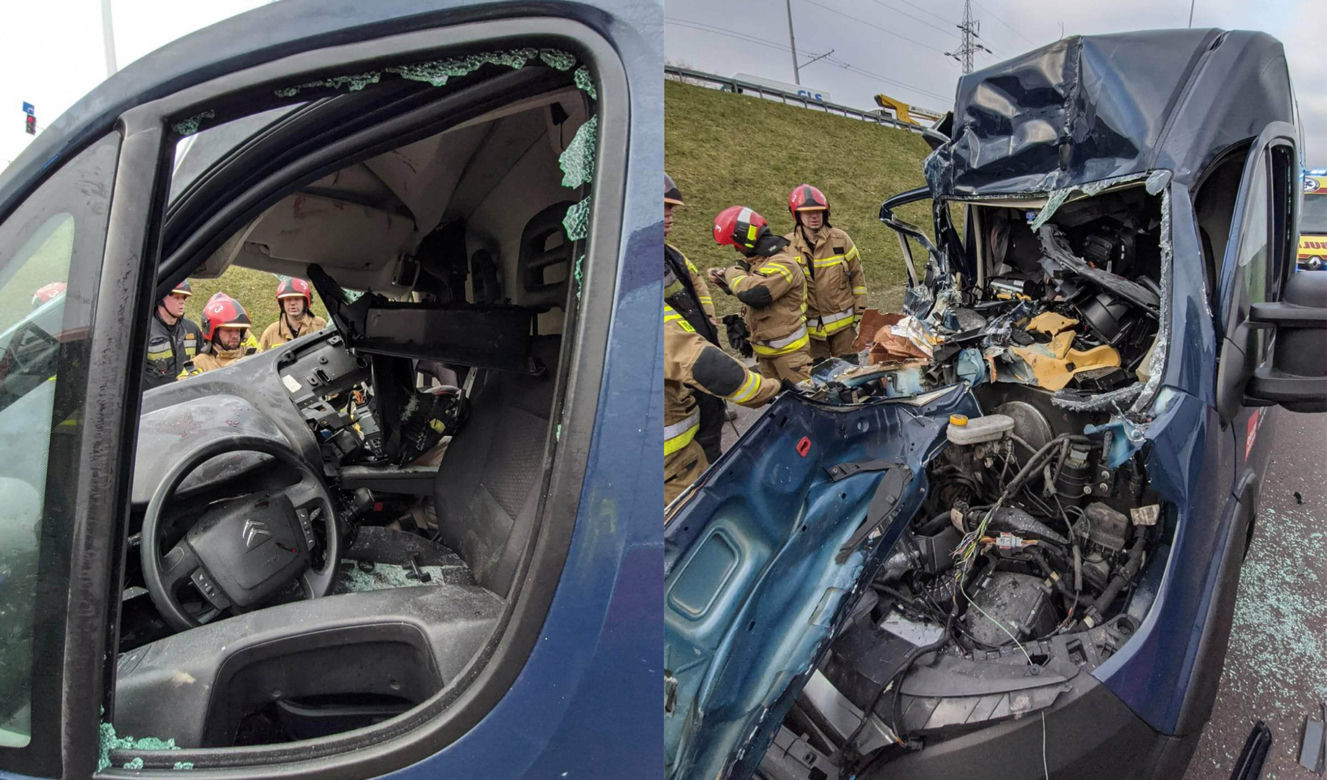 Citroen wbił się w tira. Ranny 28-latek i 5-latka