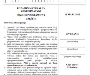 Matura 2020: Informatyka. Poziom PODSTAWOWY. ARKUSZ CKE