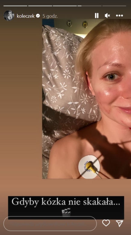 Katarzyna Kołeczek (Jagoda z "M jak miłość") w szpitalu