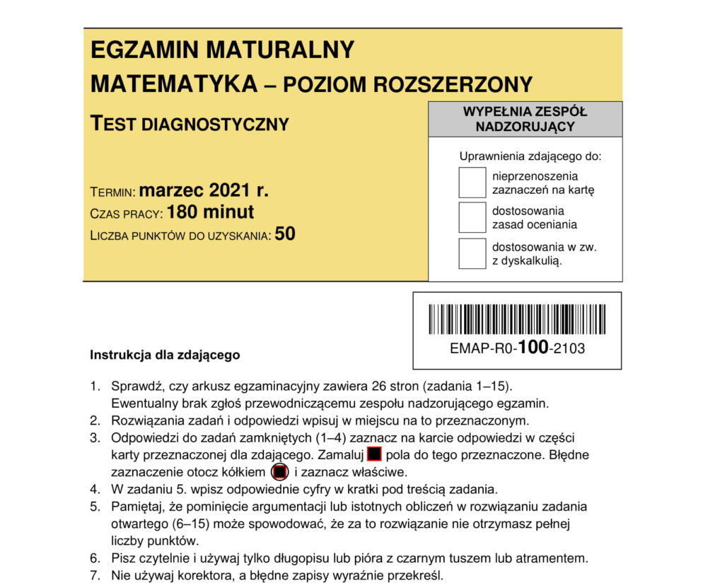 Matura próbna 2021: Matematyka [POZIOM ROZSZERZONY] Arkusze CKE