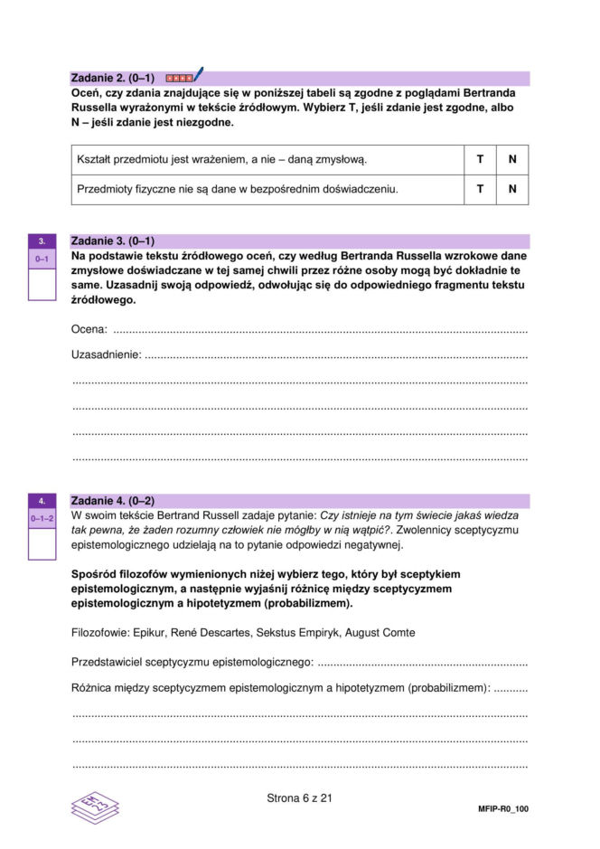 Matura 2026: filozofia 8.05.2026r. Arkusze CKE, poziom podstawowy [Formuła 2023]