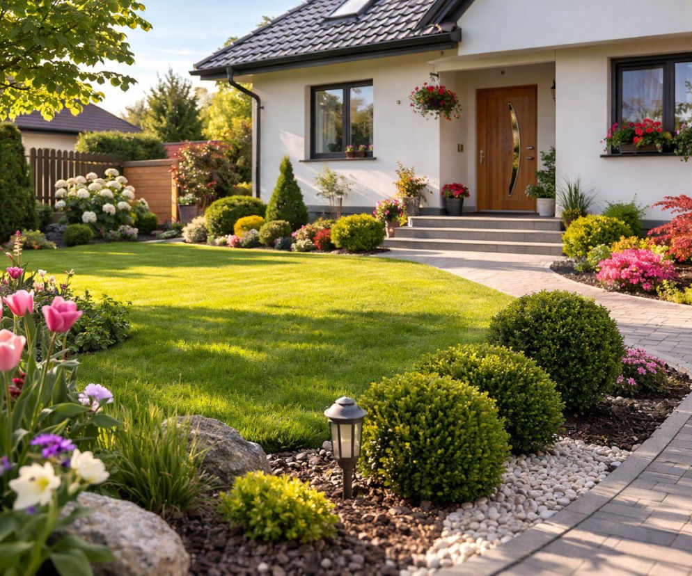 ogród, trawa, kwiaty