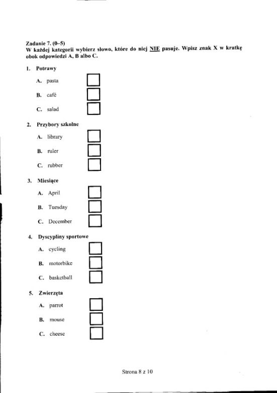 EGZAMIN GIMNAZJALNY 2012 - JĘZYK ANGIELSKI - ODPOWIEDZI, ARKUSZE, ROZWIĄZANIA, pytania - poziom podstawowy