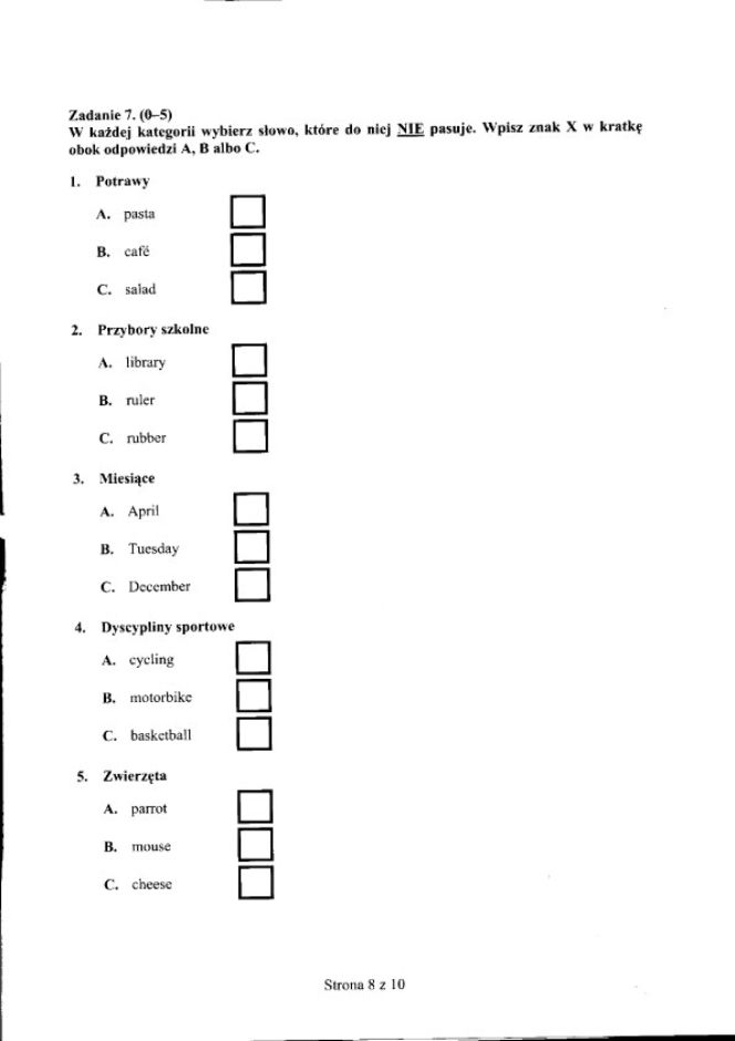 EGZAMIN GIMNAZJALNY 2012 - JĘZYK ANGIELSKI - ODPOWIEDZI, ARKUSZE, ROZWIĄZANIA, pytania - poziom podstawowy