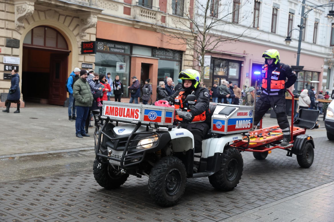 Łódź. Wielka Szarża na Piotrkowskiej w Łodzi, w ramach 33. Finału Wielkiej Orkiestry Świątecznej Pomocy.