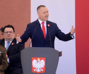 Warszawa. Święto Narodowe Trzeciego Maja. Para prezydencka na Placu Zamkowym w Warszawie
