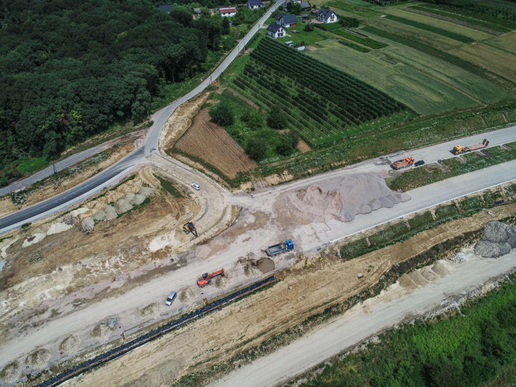 Zdjęcia z placu budowy S7 Kraków - Widoma, czerwiec 2024