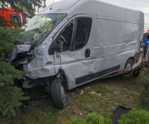 Wypadek w Knyszynie. Zderzenie dwóch busów zablokowało skrzyżowanie [ZDJĘCIA]