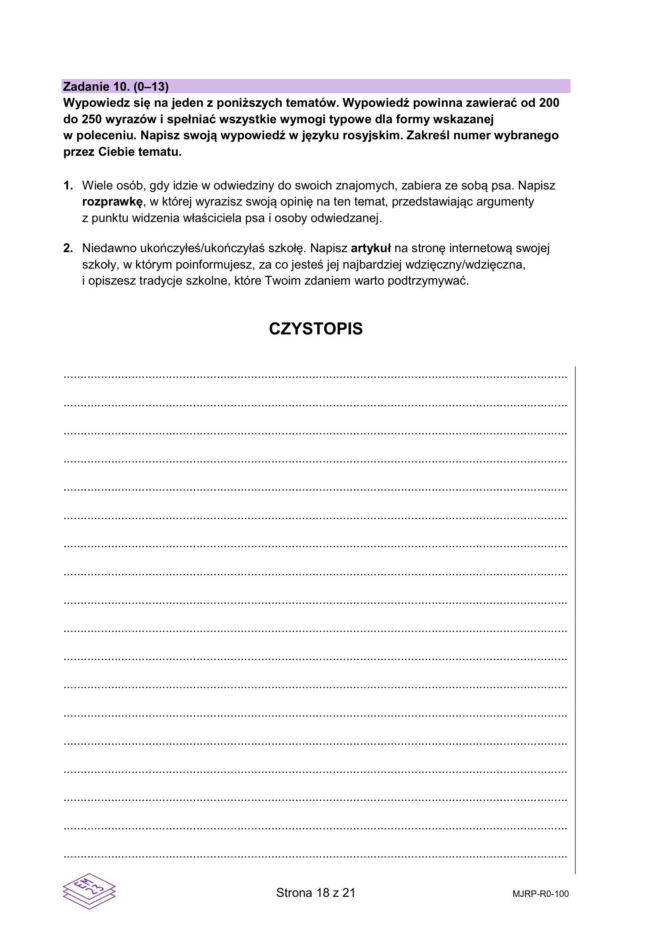 Matura 2026: rosyjski ROZSZERZONY 11.05.2026r. Arkusze CKE [Formuła 2023]