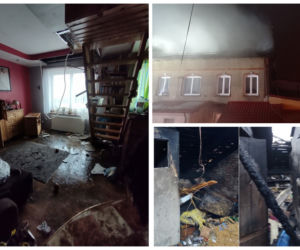 Pożar budynku wielorodzinnego w Pozezdrzu. PIĘĆ RODZIN straciło dach nad głową [ZDJĘCIA]