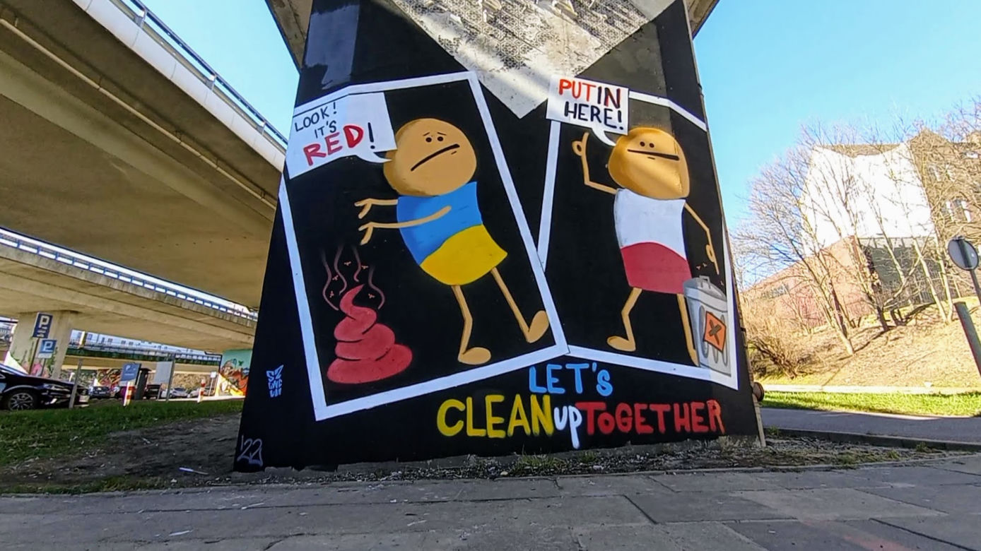 Polak i Ukrainiec wspólnie "sprzątają" świat. Nowy antywojenny mural w Szczecinie