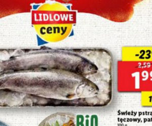 Świeży pstrąg tęczowy, patroszony 1,99 zl/100 g 