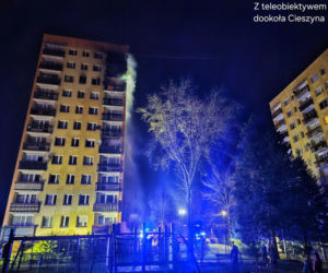 Pożar wieżowca w Cieszynie