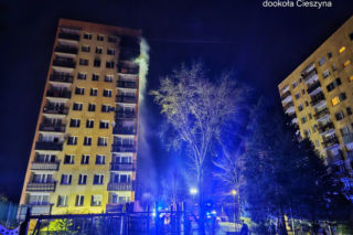 Pożar wieżowca w Cieszynie