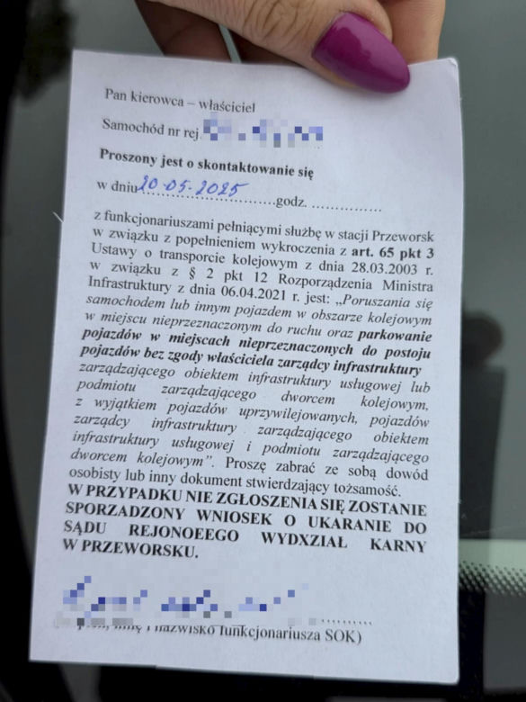 Mandaty za parkowanie przy PKP