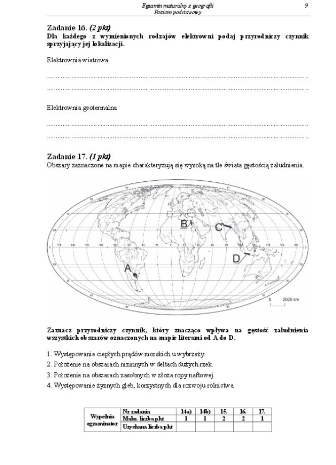 Arkusz geografia podstwowy matura 2014