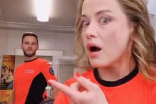 Wojciech Zygmunt i Anna Haba na planie Na sygnale