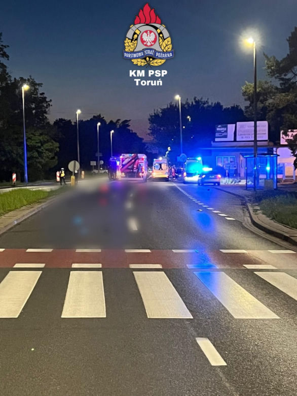 Śmiertelny wypadek na Szosie Bydgoskiej w Toruniu. Pieszy zginął na pasach