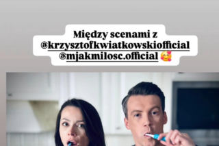 M jak miłość po wakacjach. Jakub Karski (Krzysztof Kwiatkowski), Martyna (Magdalena Turczeniewicz) na planie
