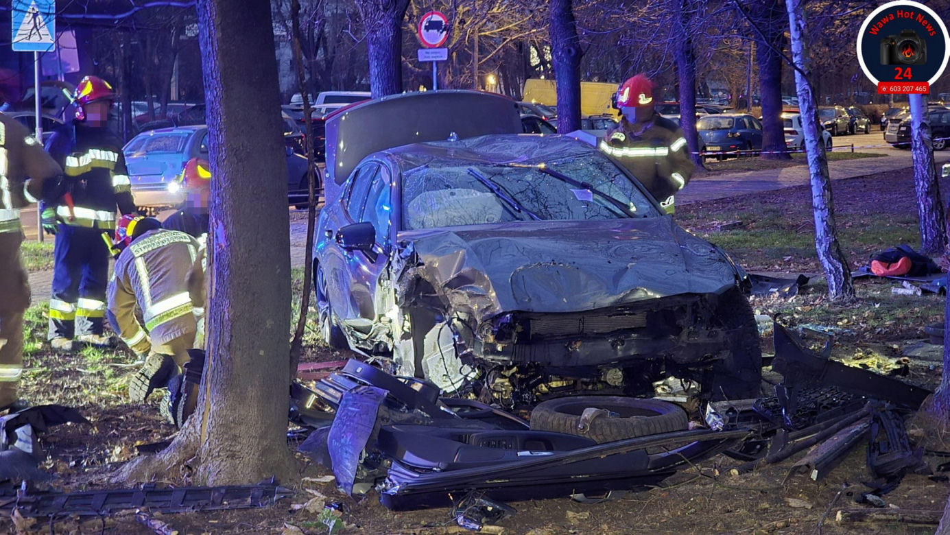 Wjechał na trawnik i uderzył w drzewo. Szokujący powód