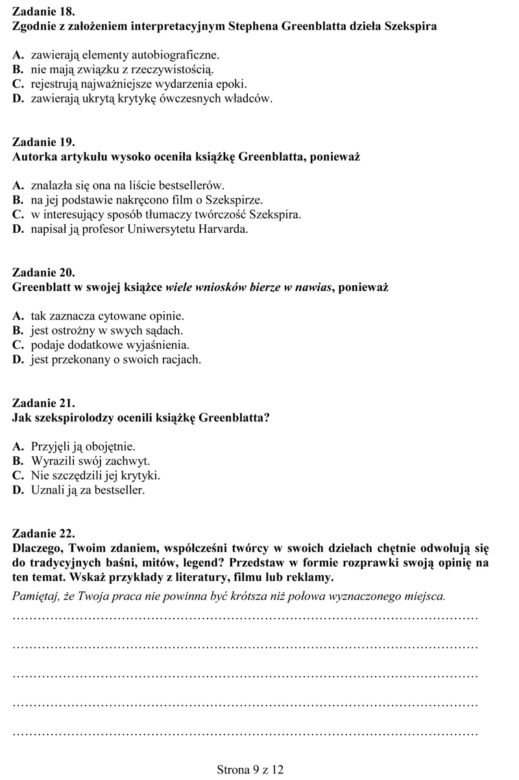 Próbny egzamin gimnazjalny - Język polski