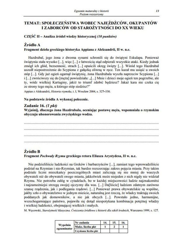 Matura 2014 Historia poziom rozszerzony