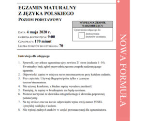 Matura 2020 - ARKUSZE CKE, ODPOWIEDZI, ZADANIA, WYPRACOWANIE język polski