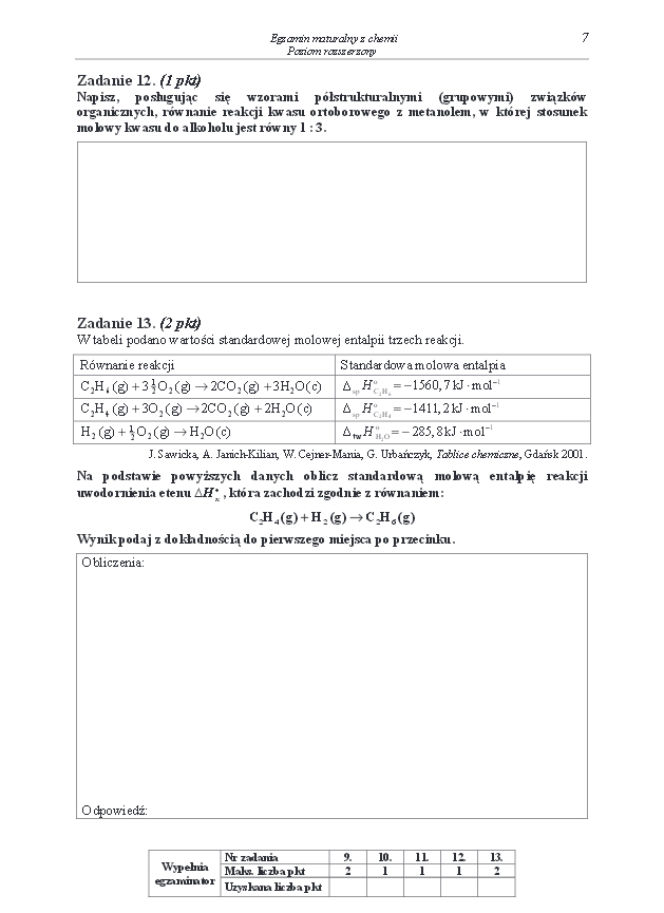Arkusz rozszerzony chemia matura 2014