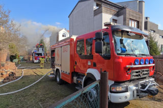 Pożar poddasza w domu jednorodzinnym na Bielanach