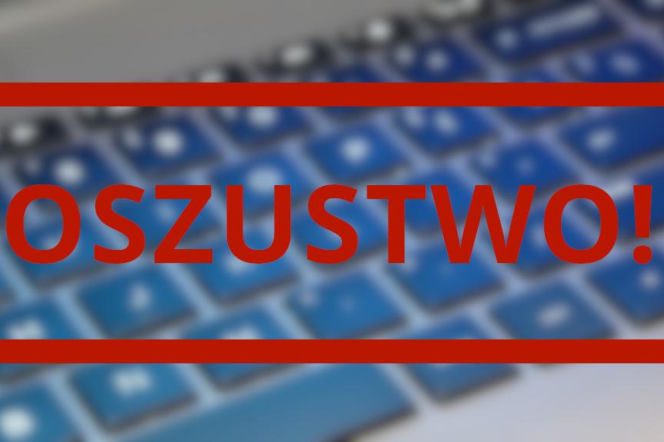 Czerwony stempel z napisem OSZUSTWO! na rozmytym tle klawiatury komputera symbolizuje zagrożenie oszustwami internetowymi i ostrzega przed utratą pieniędzy. Więcej o tym, jak uważać na złodziei, przeczytasz na naszym portalu.