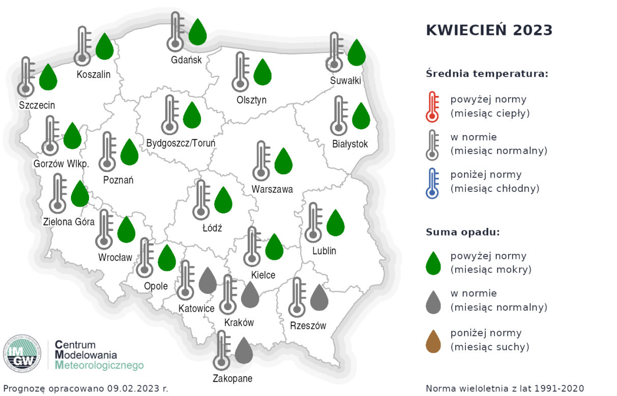 Prognoza długoterminowa IMGW na miesiące marzec-czerwiec 2023