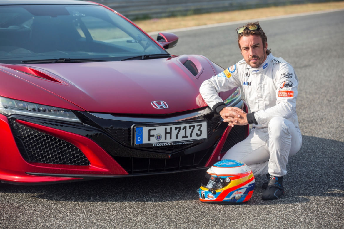 Fernando Alonso w Hondzie NSX