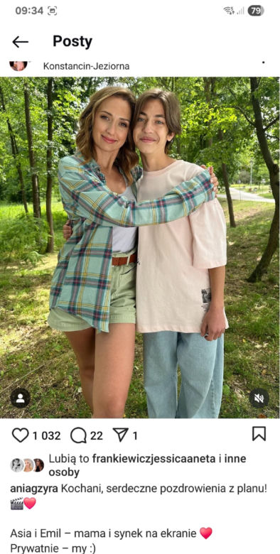 Barwy szczęścia nowy sezon. Asia (Anna Gzyra-Augustynowicz), Emil (Artem Malaszczuk) na planie