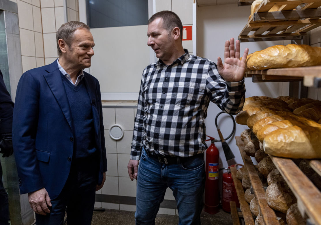 Donald Tusk w piekarni o cenach gazu