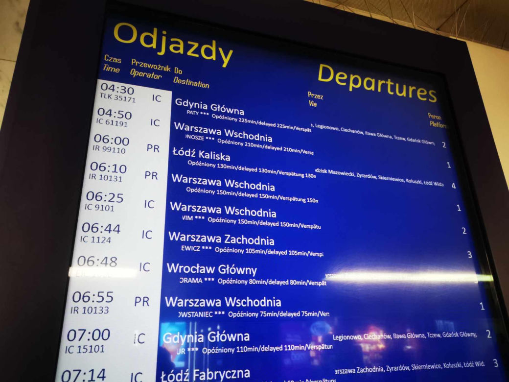 Opóźnione pociągi w Warszawie