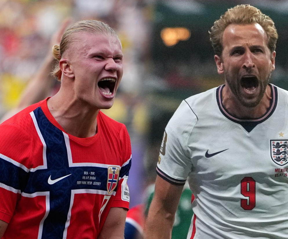 Cieszący się Erling Haaland i Harry Kane. O starciu gigantów na mundialu przeczytasz na SE Supersport.